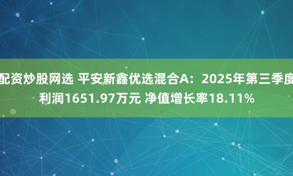 配资炒股网选 平安新鑫优选混合A：2025年第三季度利润1651.97万元 净值增长率18.11%